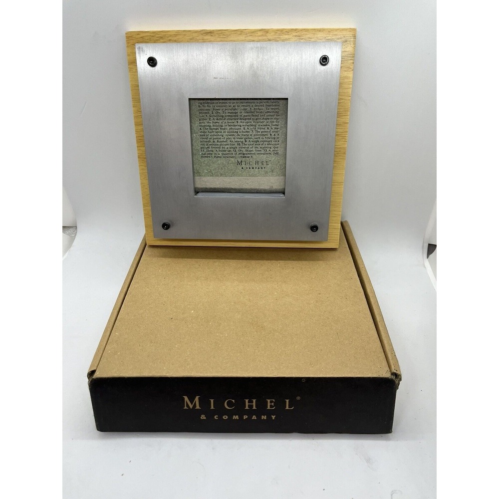 Vintage Michel & Company Aluminum / Light Wood Picture Frame ‎ 7x7"  1999